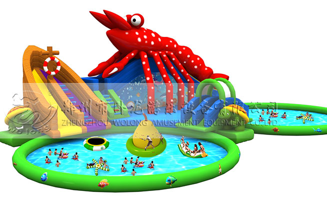 龍蝦嬉水園2016年夏季水樂園新款大型趣味充氣水滑梯
