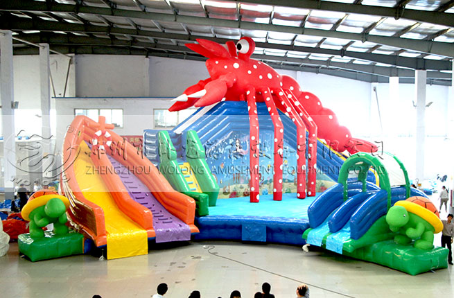 龍蝦嬉水園2016年夏季水樂園新款大型趣味充氣水滑梯