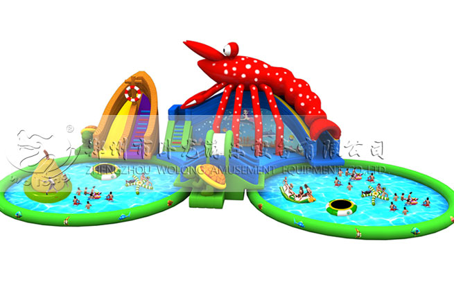 龍蝦嬉水園2016年夏季水樂園新款大型趣味充氣水滑梯