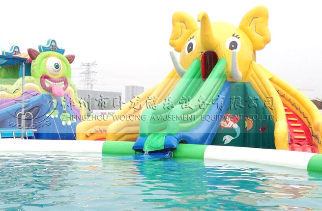 大象嬉水樂園充氣水滑梯 夏季戲水游樂設備