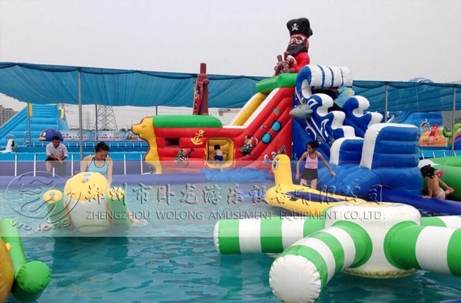 海盜船長嬉水樂園 兒童夏季趣味嬉水滑梯充氣水池