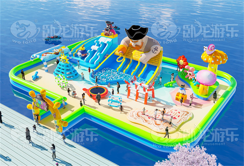 加勒比海盜漂浮樂園水上充氣城堡水面浮島