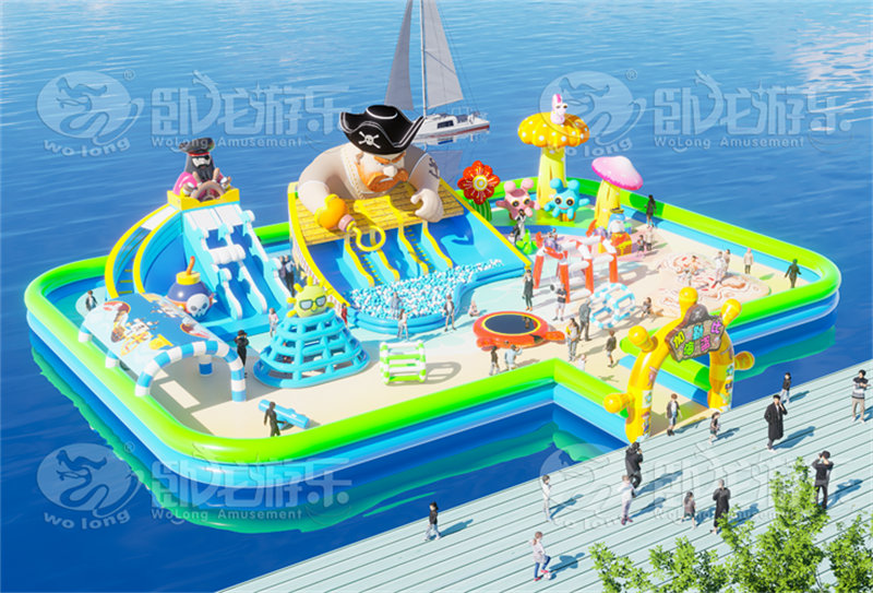 加勒比海盜漂浮樂園水上充氣城堡水面浮島