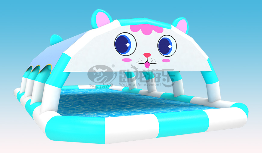 夏日卡通貓遮陽棚遮陽水池移動游泳池
